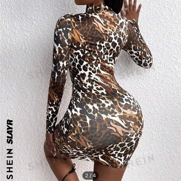 Two tone leopard print dress - Picture 2 of 2